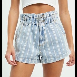 PacSun Paperbag Striped Mom Shorts